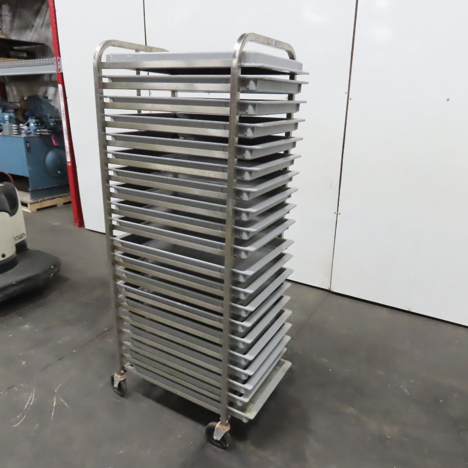 M & E Mfg. Stainless Steel Single End Load Nesting Baking Rack 20 Pan Capacity