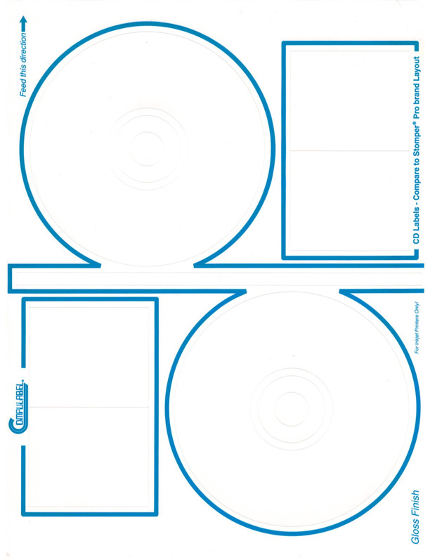 200-Pak Glossy Finish STOMPER PRO FORMAT CD/DVD Labels (100 sheets, 2 per sheet)