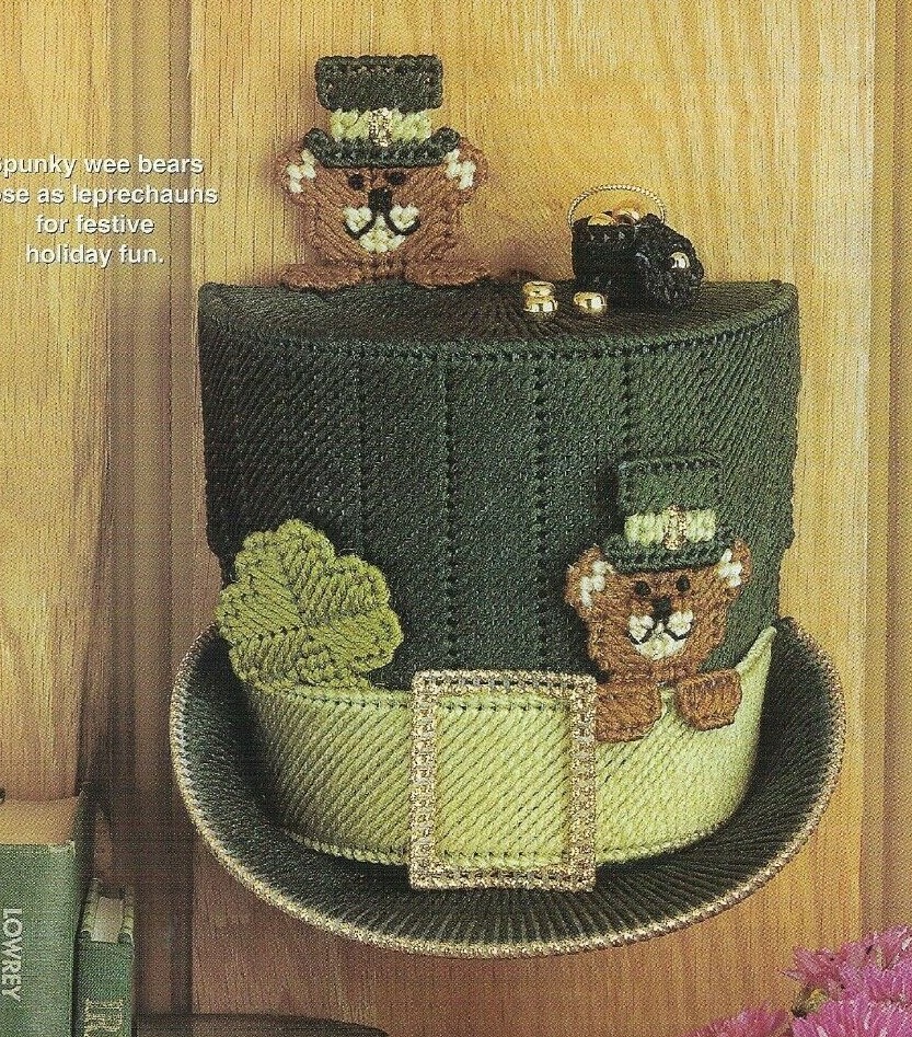 LIL' BIT O' IRISH ST PATRICK'S DAY HAT PLASTIC CANVAS PATTERN INSTRUCTIONS