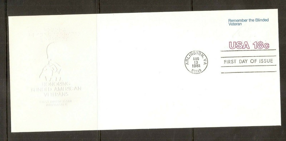 US SC# U600 Remember The Blinded Veteran FDC . Artmaster Cachet. no 10 Envelope