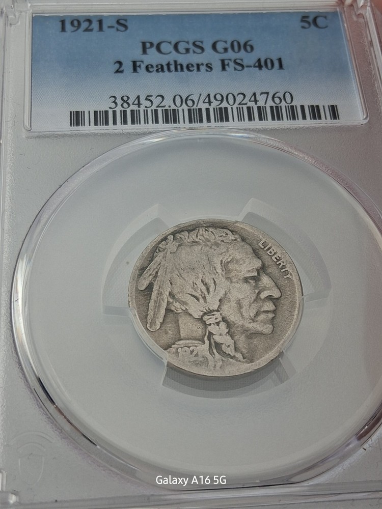 1921 S PCGS G06 2 FEATHERS FS 401