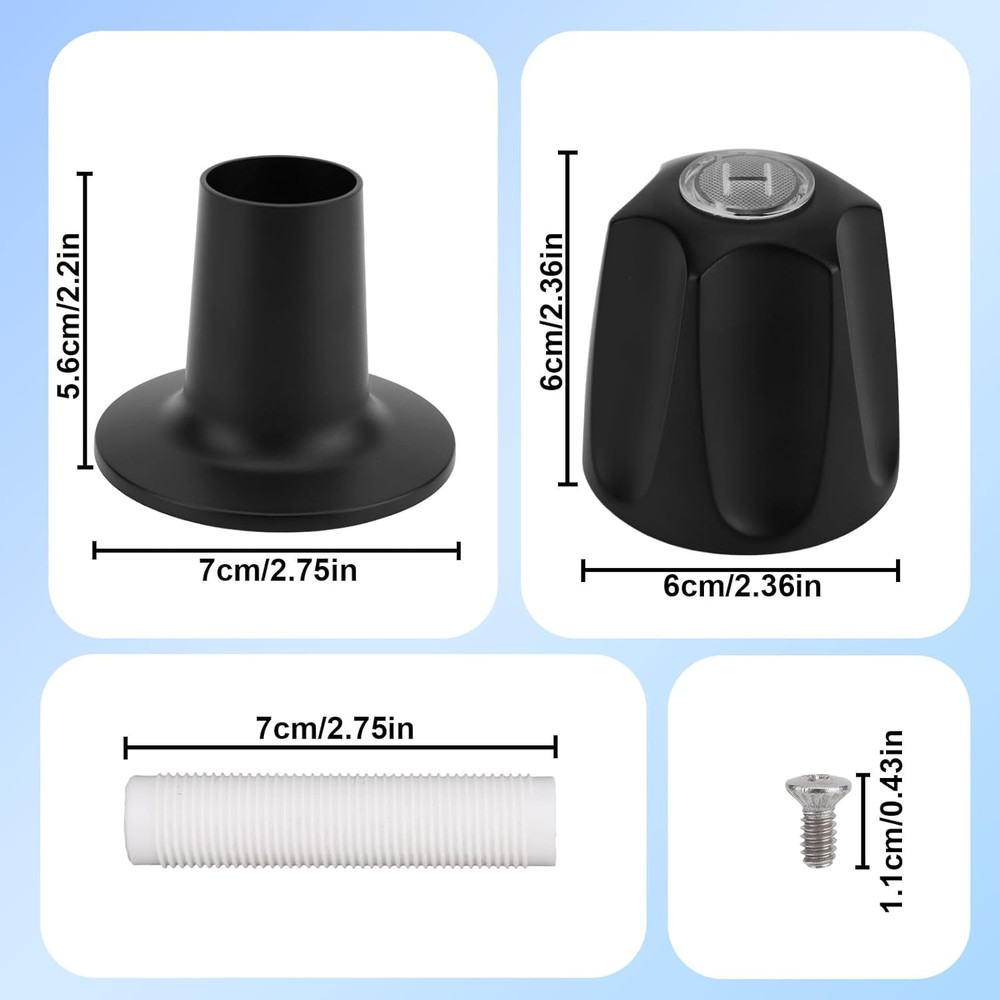 2Pcs Shower Knobs Replacement Kit, Matte Black Shower Knobs Include Base Connect