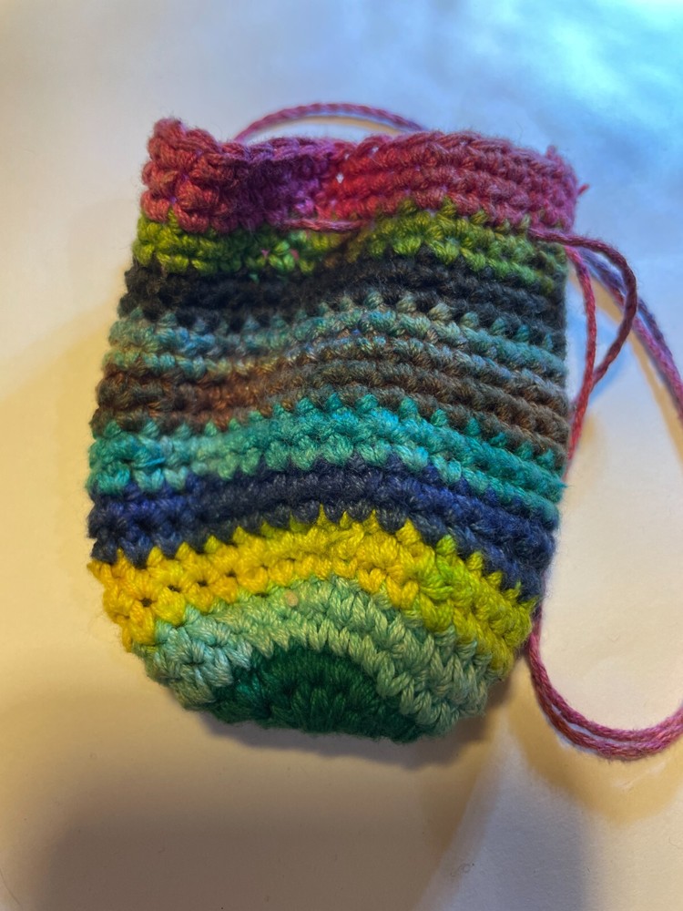 Hand-Crocheted Drawstring Trinket Pouch