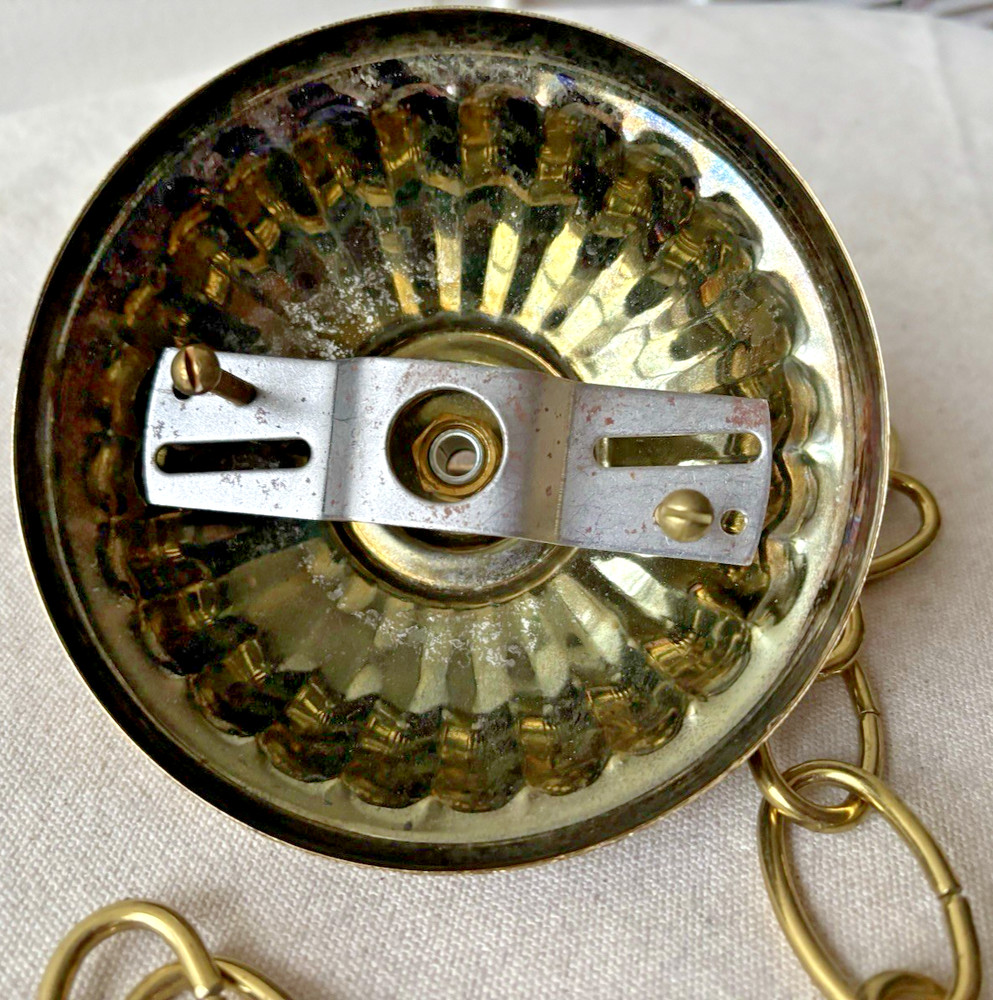 Brass Ceiling Plate 5" Diameter and Chain 18" Long for Light Fixtures EUC