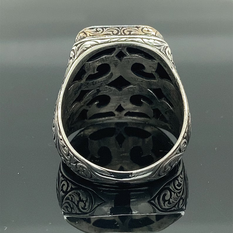 Men Onyx Black Stone Ring Solid 925 Sterling Silver Ottoman Handmade Gift