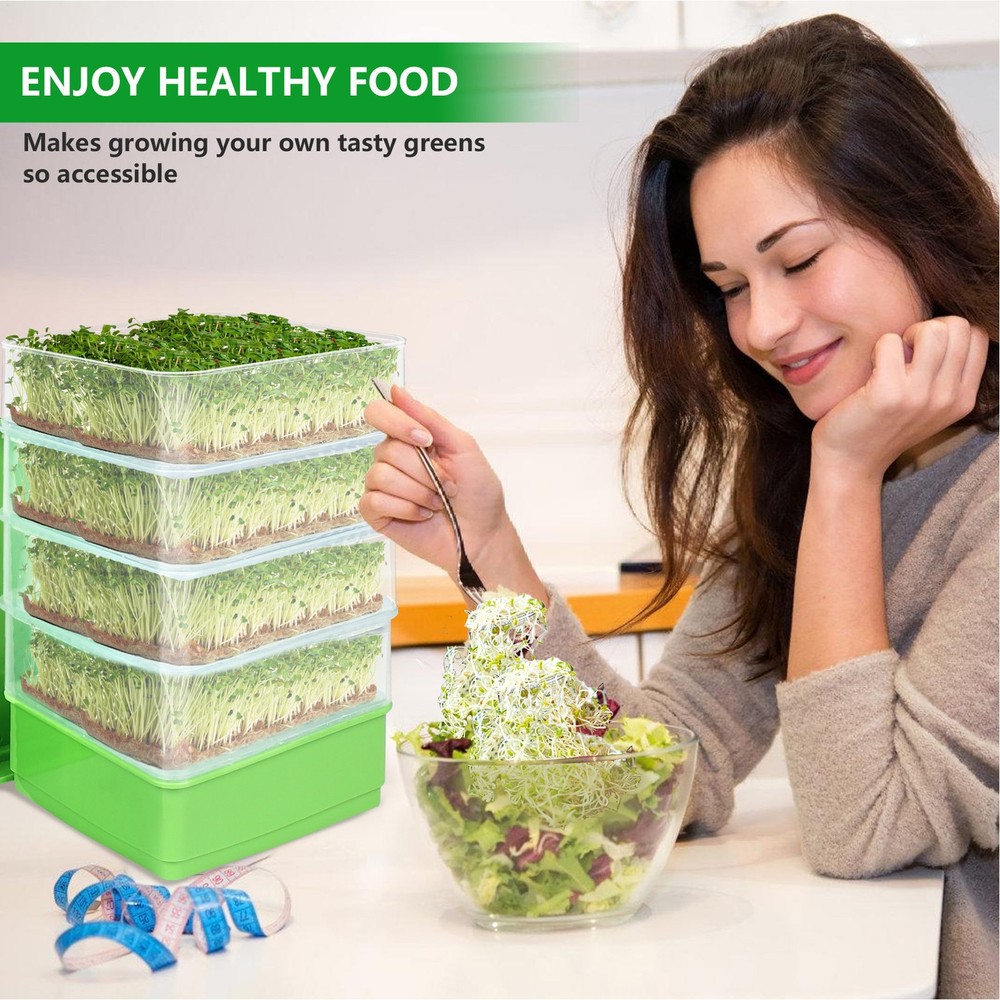 Seed Sprouter Dish Kit Stackable Seedling Starter Tray with Lid Microgreens