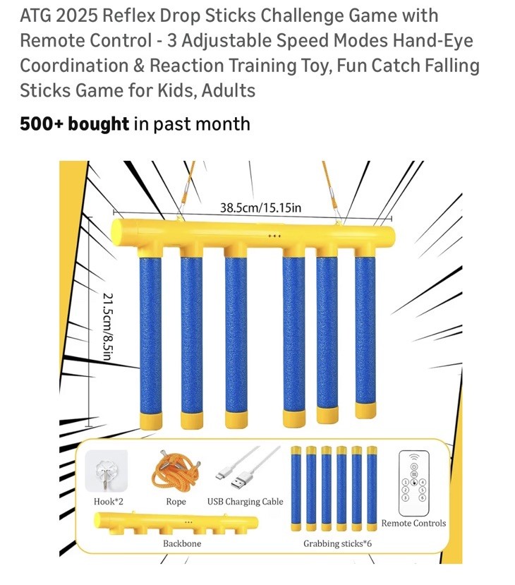 ATG Reflex Drop Sticks Challenge Game with Remote Control