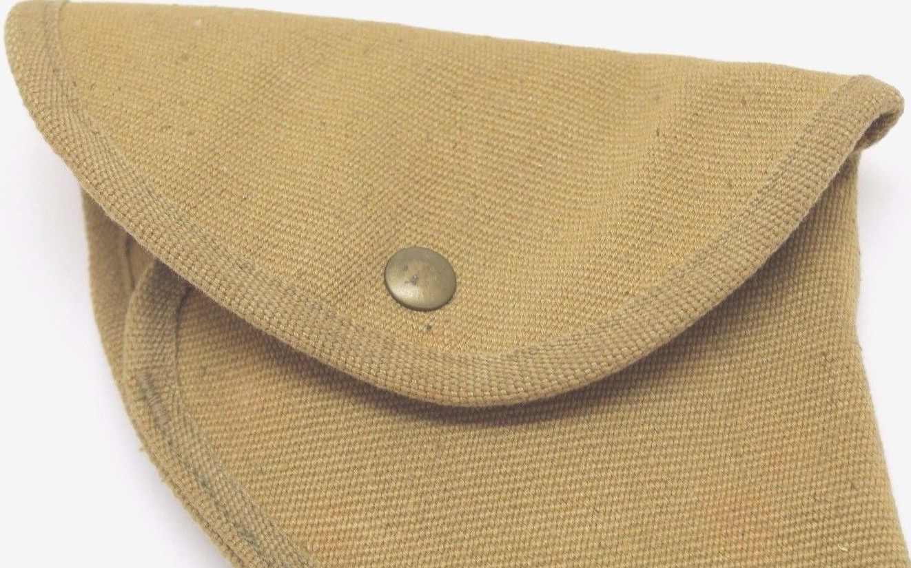 1943 British 455 Webley holster tan canvas fits US 45 clear markings each E9336