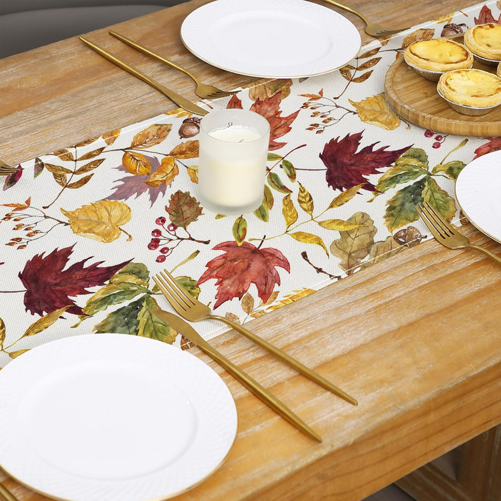 Fall Decorations for Home,Fall Maple Leaves Table Runner, Thanksgiving Watercolo