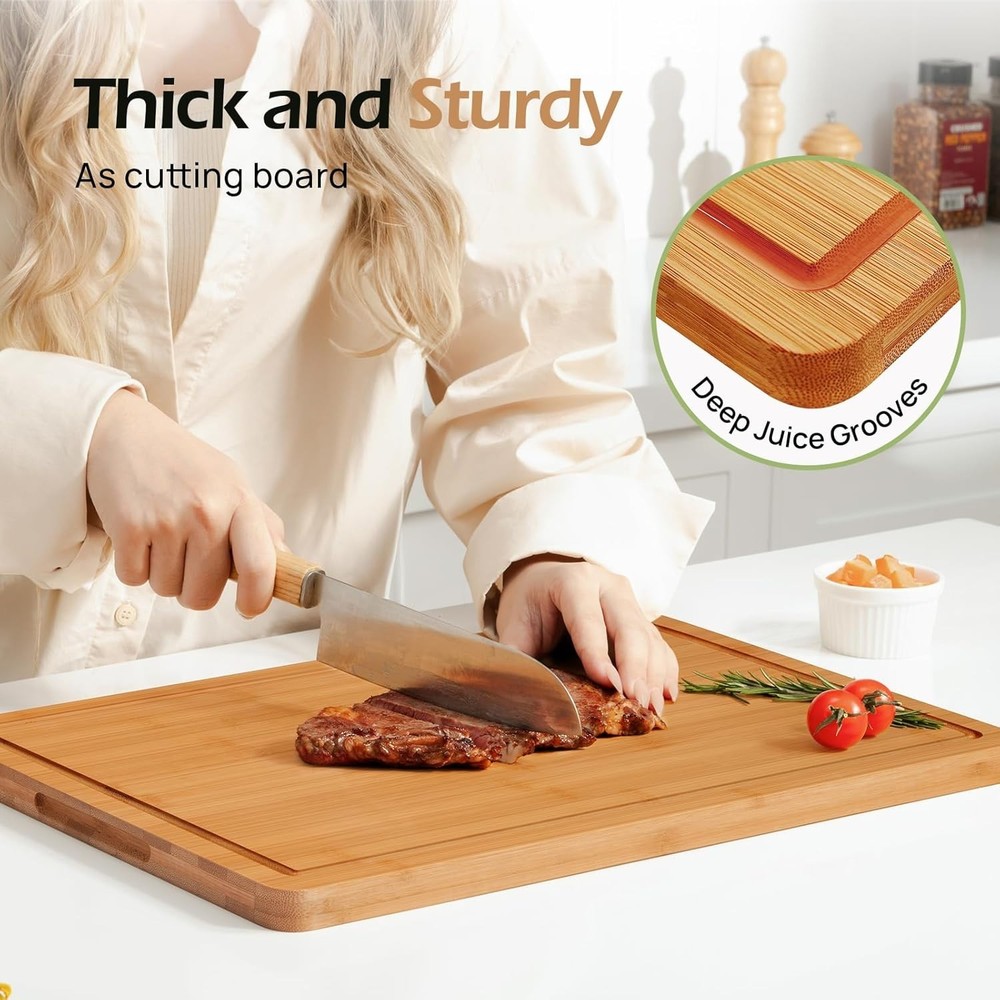 KeeCHEE® Extra Large Dark Carbonized Bamboo Cutting Board