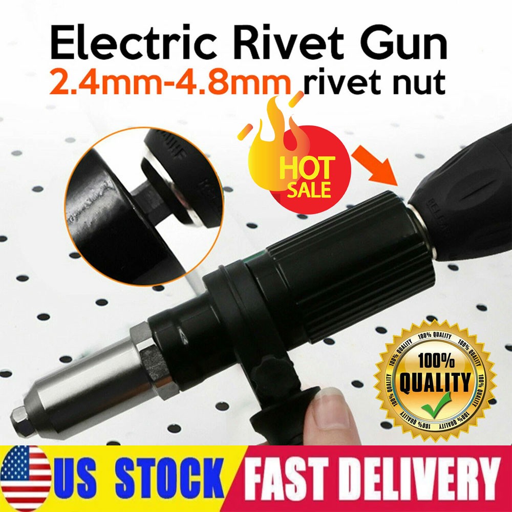 Pop Rivet Gun Tool Drill Attachment Power Kit Cordless...