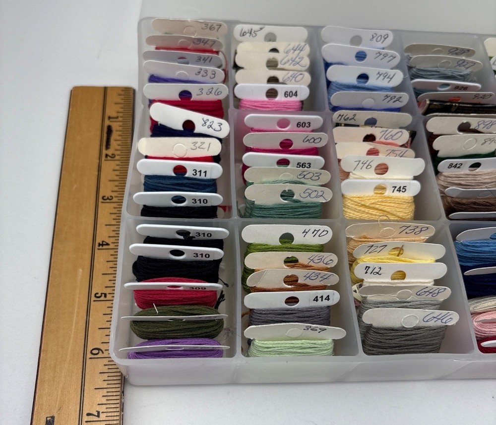DMC Embroidery Floss Set in Plastic Case Multi Colors Organizer Skeins Multiuse