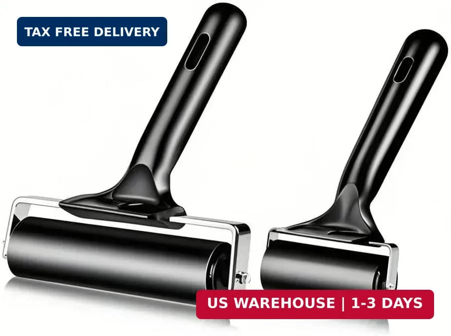 2 Pack Brayer Rollers, Professional Rubber Art Rollers with Comfortable Hand Fee