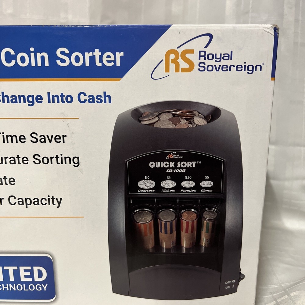 Royal Sovereign Fast Sort CO-1000 Automatic Coin Sorter ; Open Box