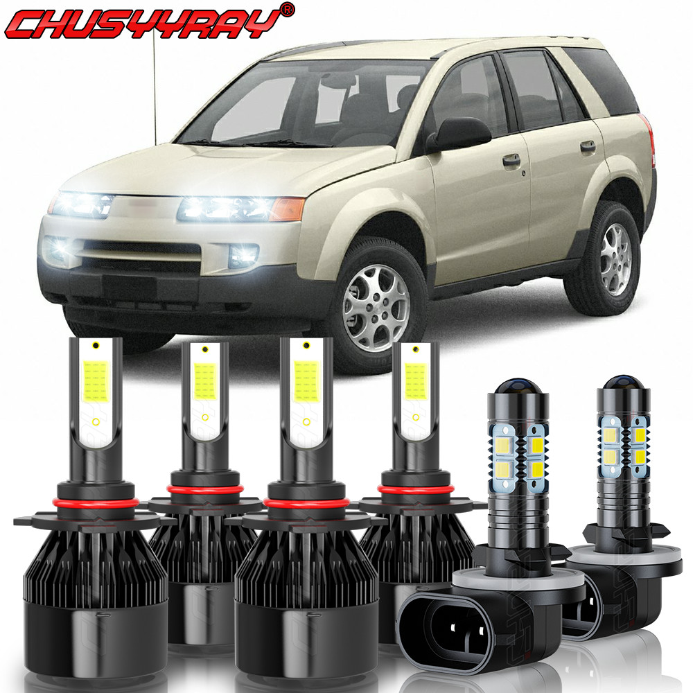 For Saturn Vue 2002-2007 6000K Front LED Headlight Kit + Fog Light 6 Bulbs Combo