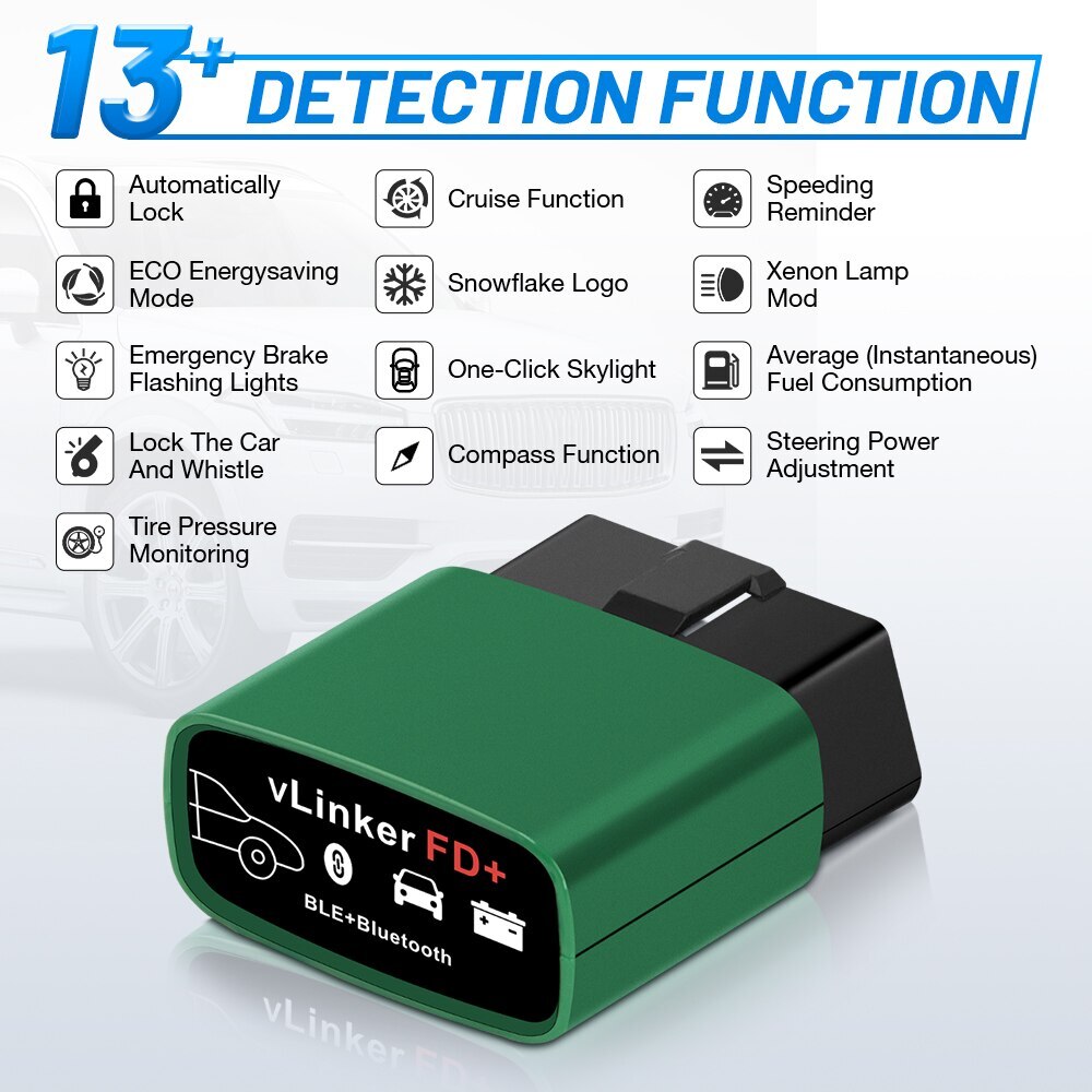Vgate vLinker FD+ OBD2 Code Reader BT 4.0 Scanner FORScan for iOS Android/Window