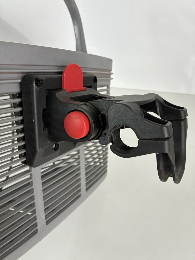 Flinger Grey Bike Basket With quick release adjustable mount system