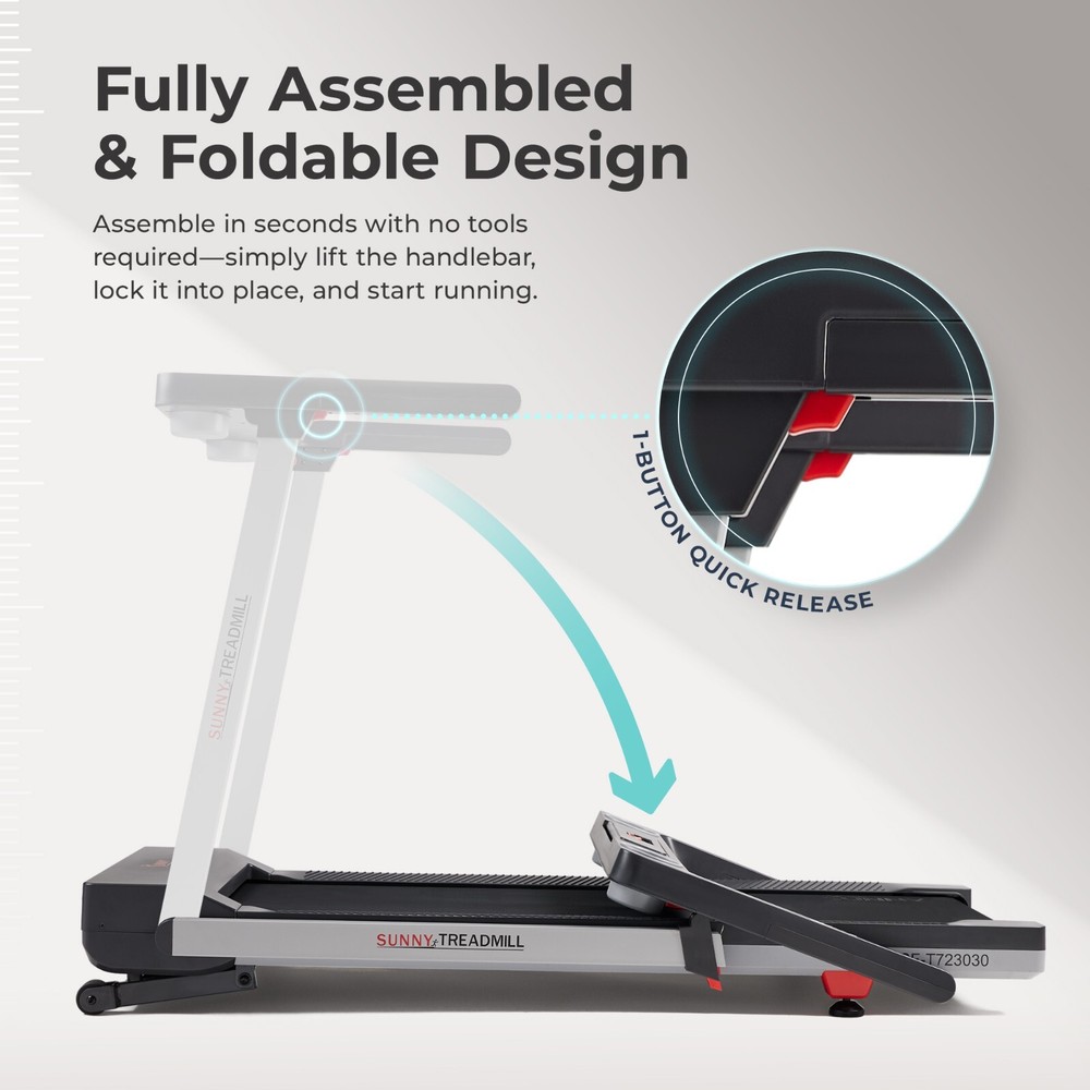 Fully Assembled Smart Treadmill One Click Quick Button Auto Incline Cushion Deck