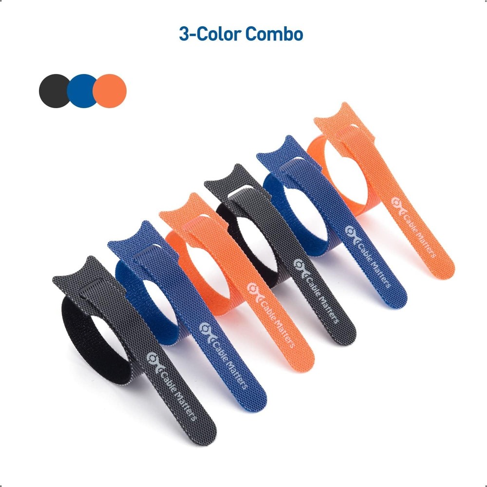 Cable Matters Hook & Loop Cable Straps 100pc Reusable Cord Organizer Ties