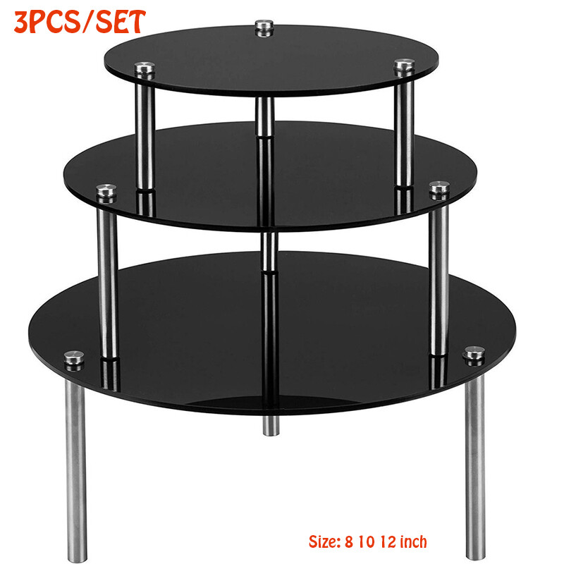3pcs Round Acrylic Cake Rack Display Dessert Cupcake Holders