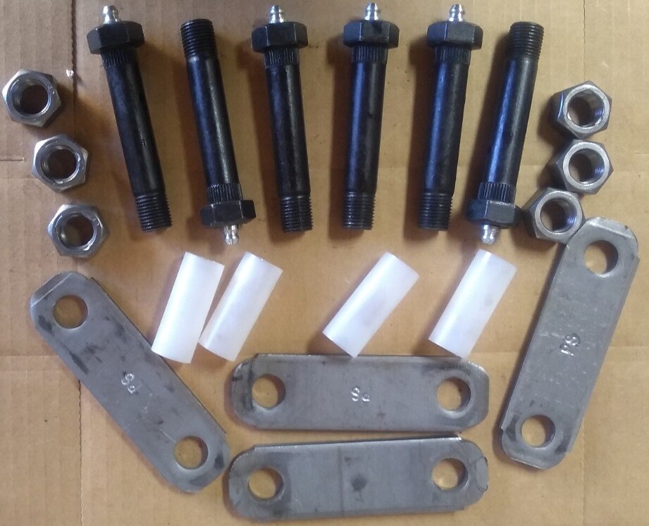 Replace Zerk suspension bolts and shackles for tandem axle leaf spring 1 3/4" w