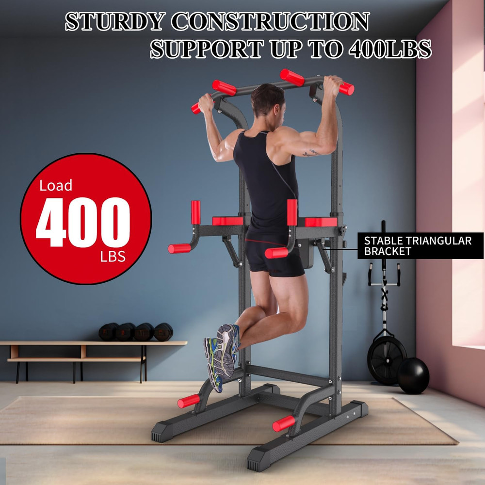 Power Tower Dip Station, Multi-Function Assistive Trainer Pull up for Home Gym M