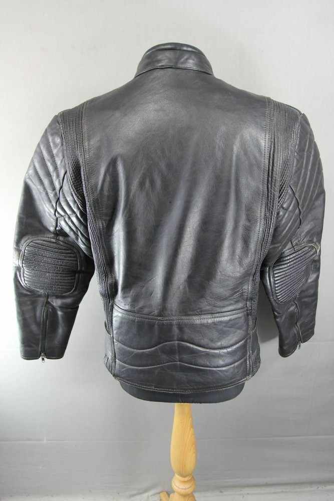 CLASSIC LAMBA BLACK LEATHER BIKER JACKET 36 INCH