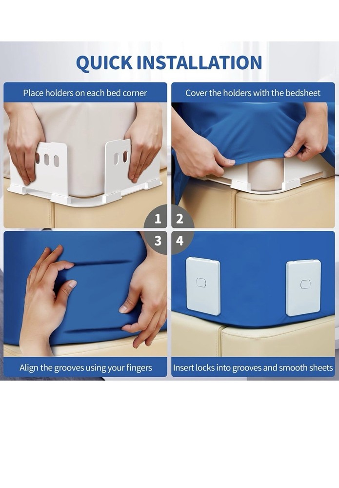 Bed Sheet Straps, Upgraded Sheet Holder Keep Sheets Firm & Tight, Open Corner