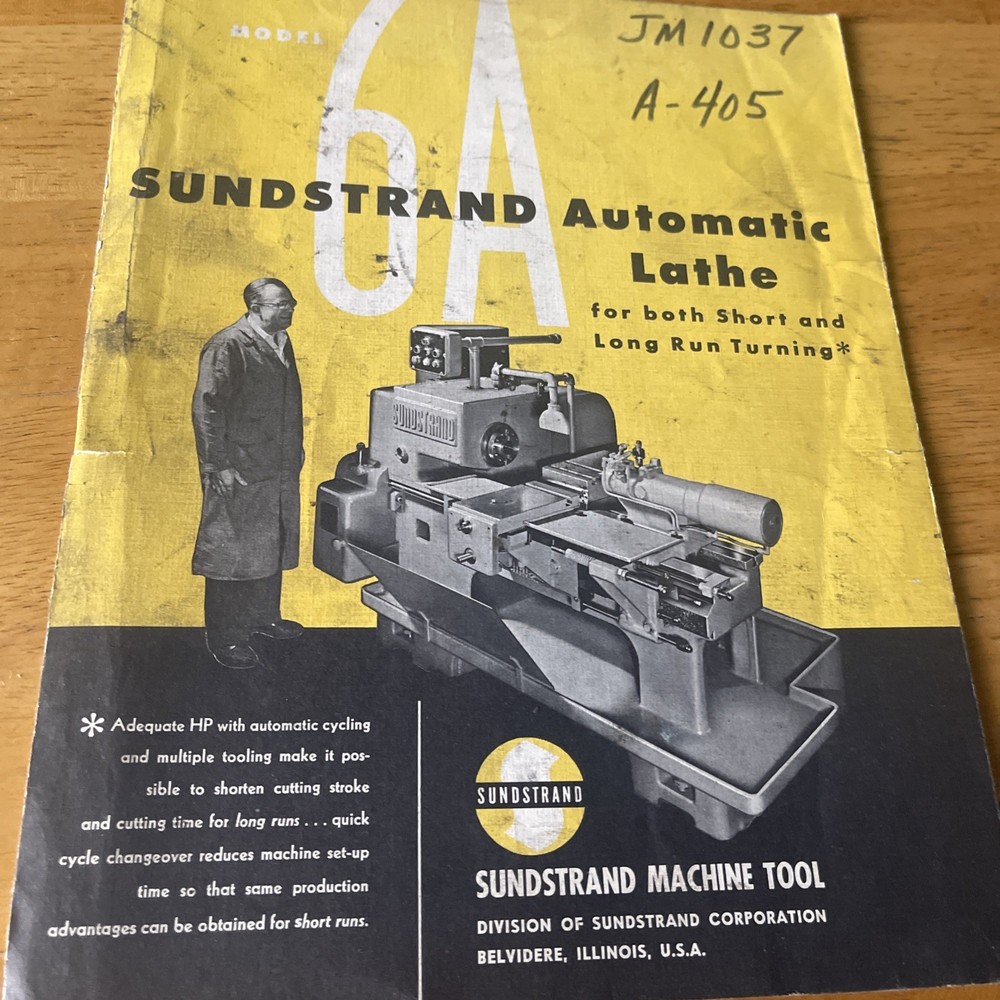 Sundstrand Automatic Lathe 6A  Foldout brochure