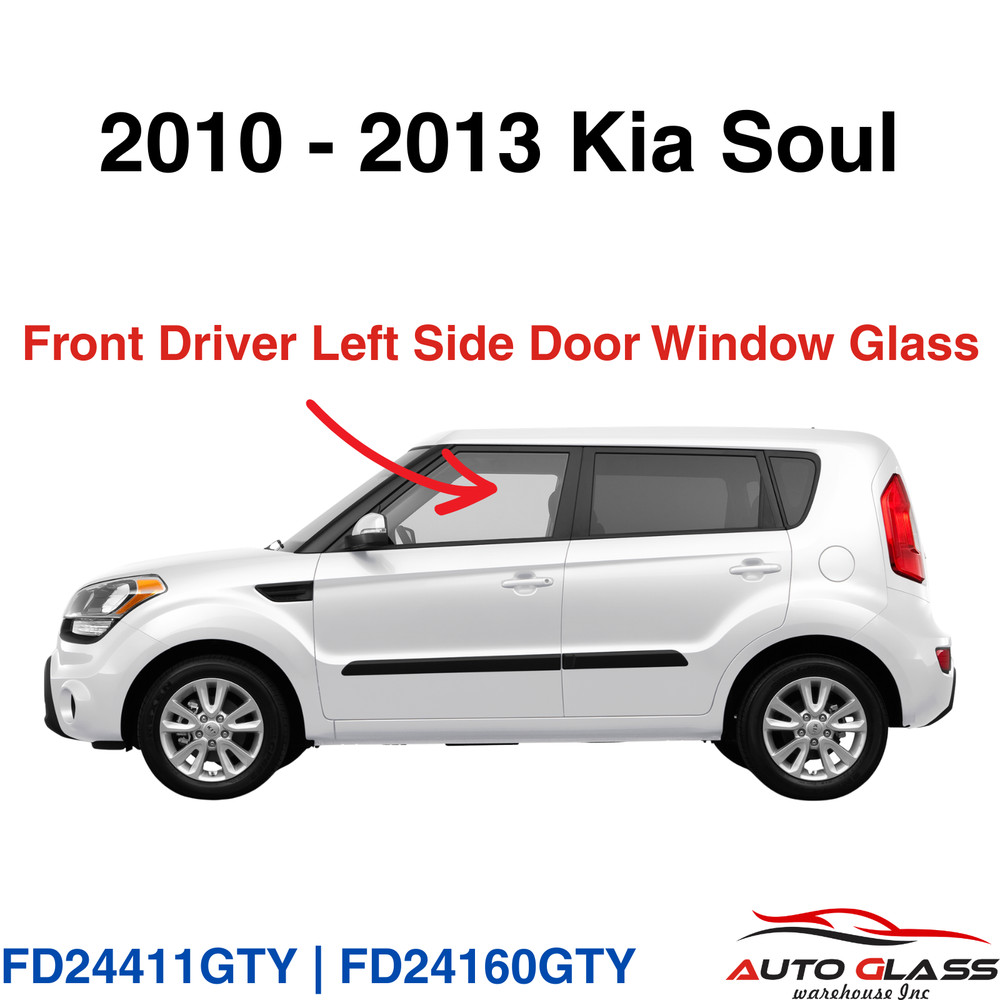 Fit 2010-2013 Kia Soul Driver Side Left Front Door Window Glass