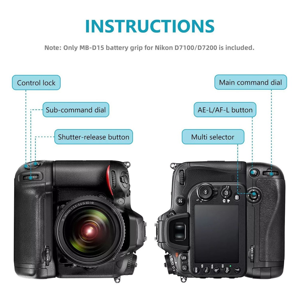 1 PC MB-D15 Vertical Battery Grip Replace Part For Nikon D7100 D7200 Cameras