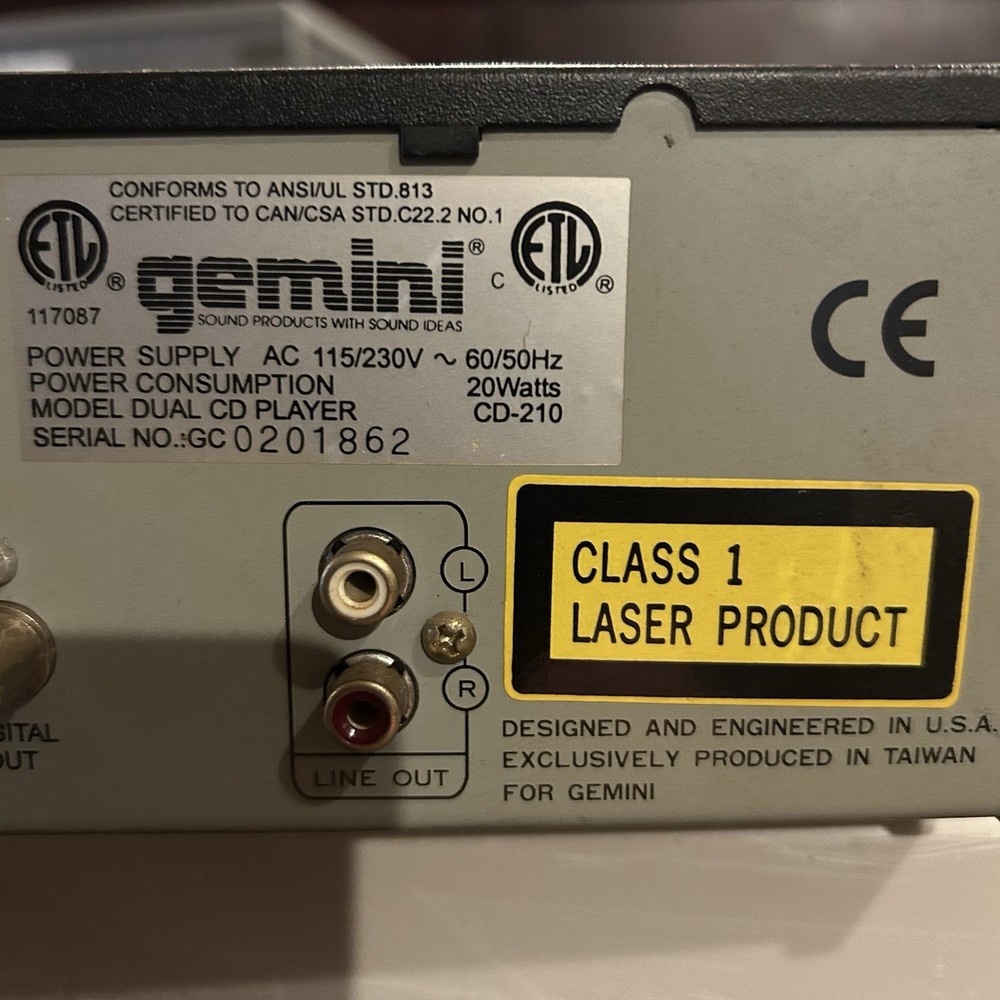 Gemini CD-210 Professional Dual CD Player - Power supply