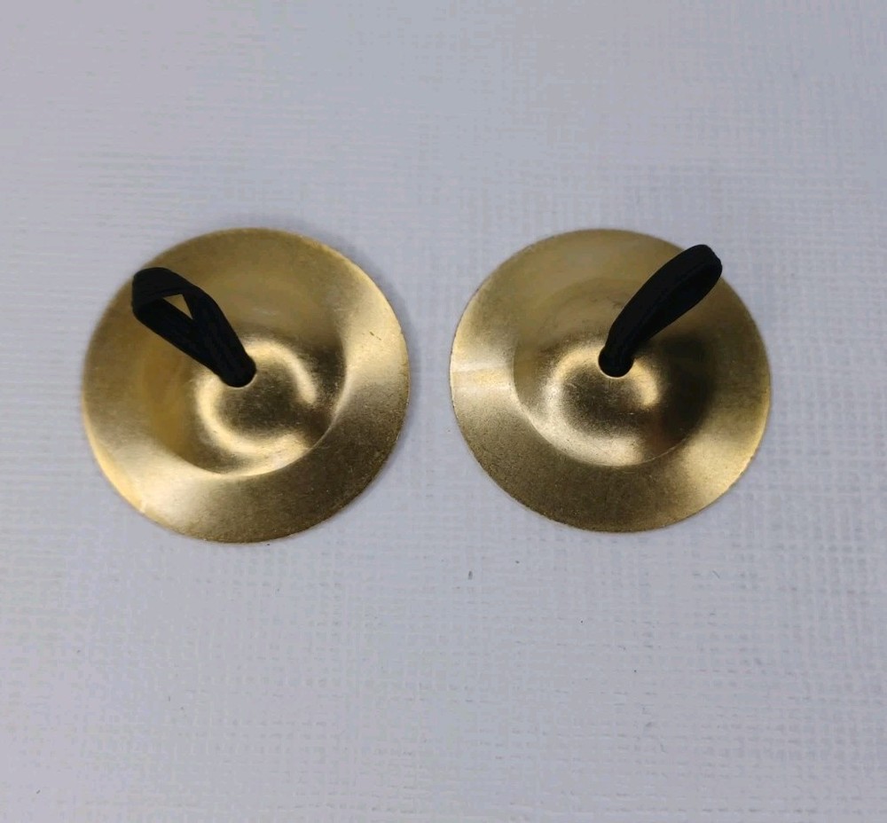 Brass Finger Cymbals 2.25" 1 Pair With Elastic