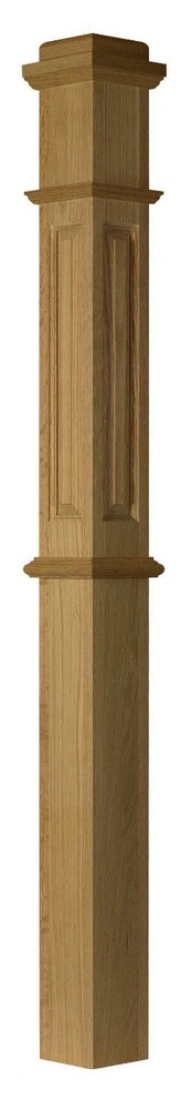 ARP-4375 Red Oak Actual Raised Panel Box Newel Post