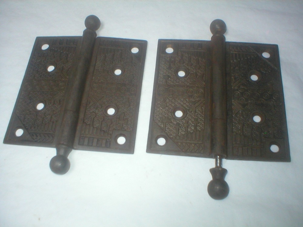 Antique Victorian Decorative Large 5" x 5" Hinge Pair