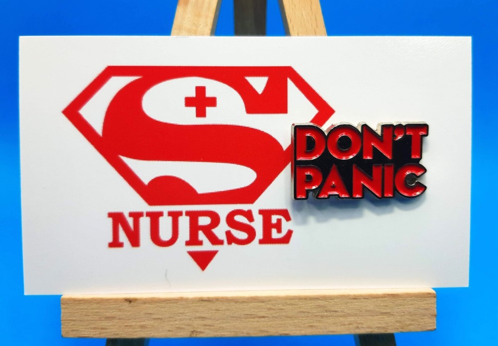 Don't Panic Silver Background Enamel Pin PN1157
