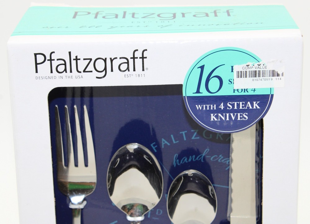 NIB Pfaltzgraff Solstice Satan 16 Piece Flatware Silverware NEW
