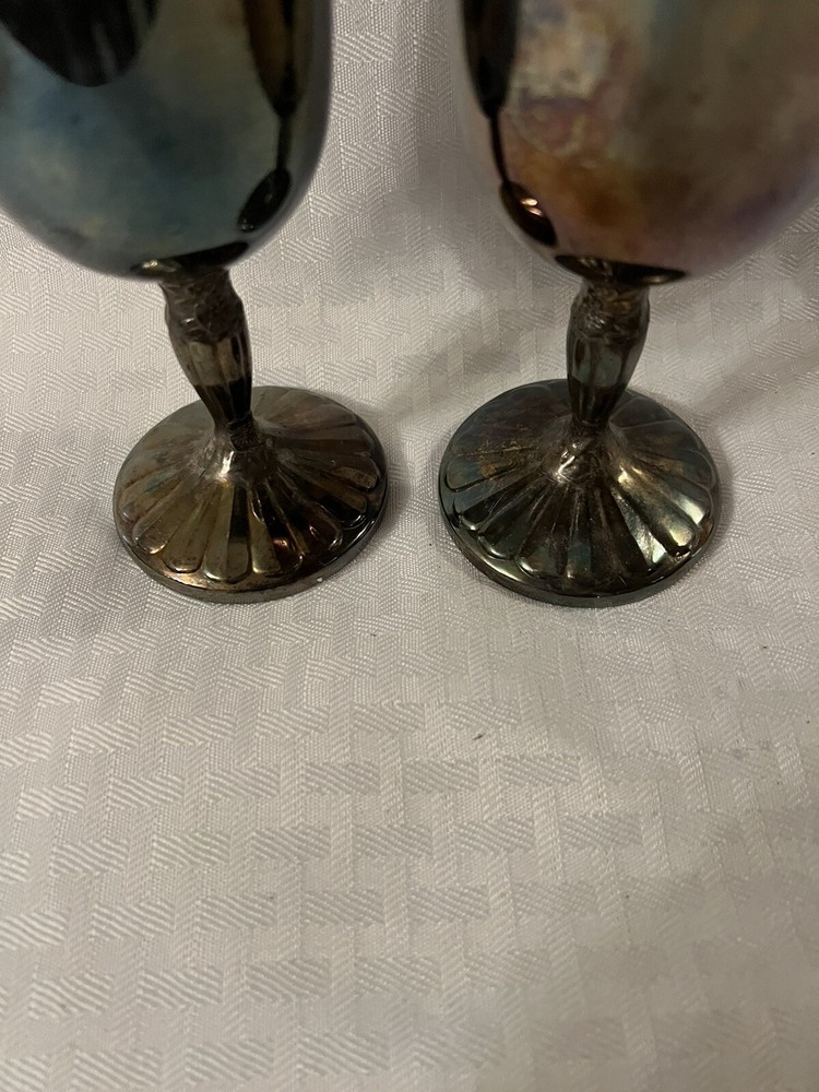 International Silver Co. ~2~ Silver Plate Wine Goblets.