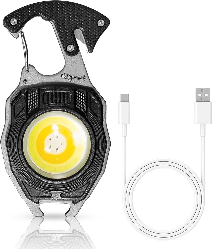 Survival Tool Fire Starter Emergency Light Carabiner Flashlight Multi Tool