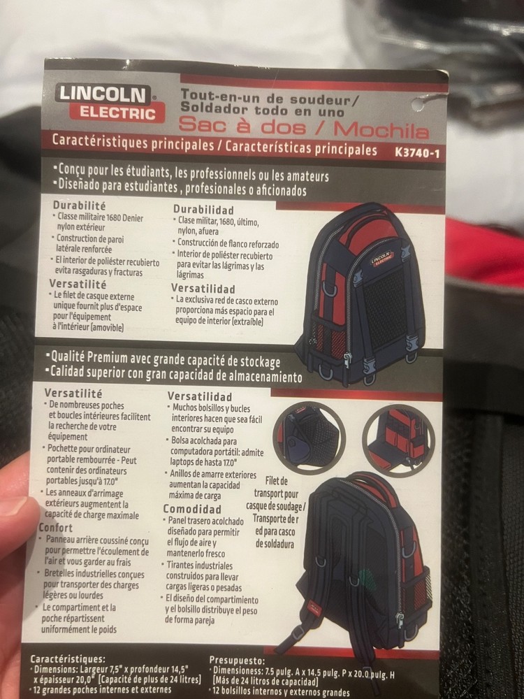 Lincoln Electric Welding Tool Backpack K3740-1