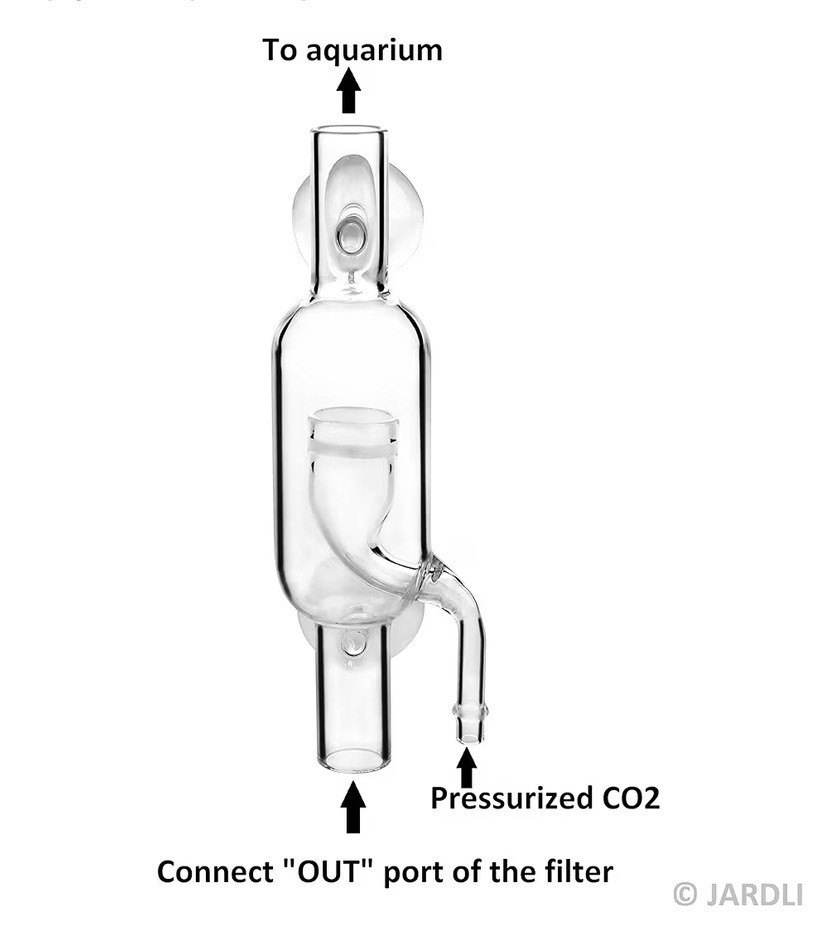 Glass Inline CO2 Atomizer Diffuser System for Aquarium Planted Tank