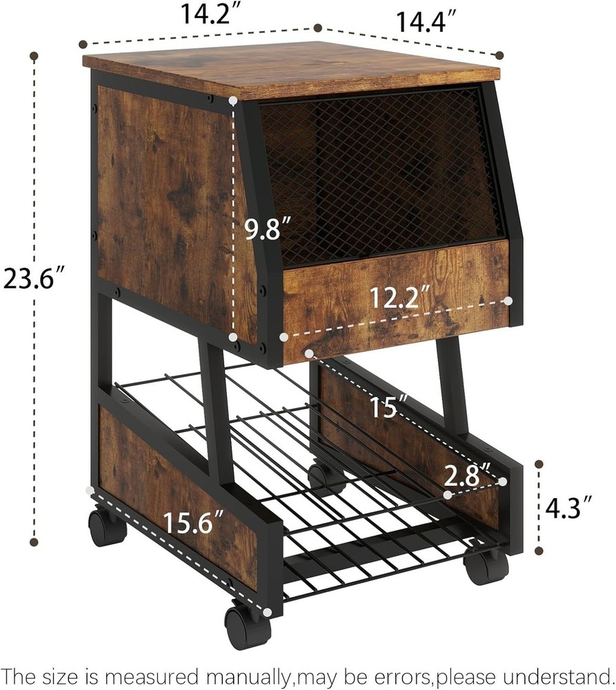 Compact Refrigerator Stand W/ Beverage Storage & Wheels Rolling Personal Fridge