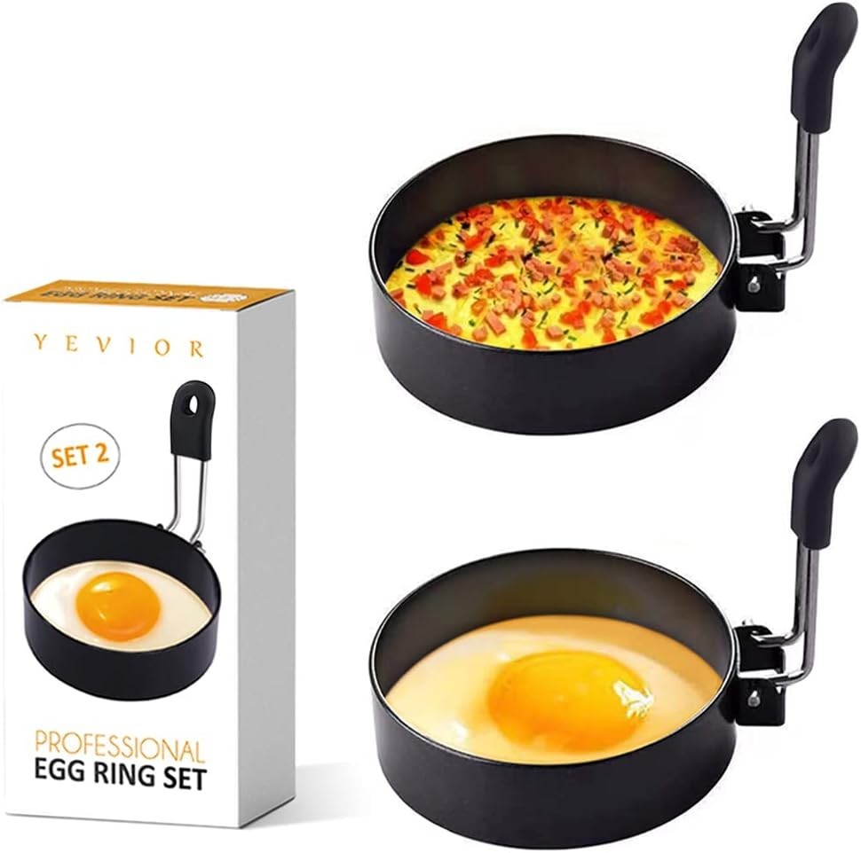 Multi-Functional Stainless Steel Egg Molds - 2 Pack for Easy Breakfast Creations