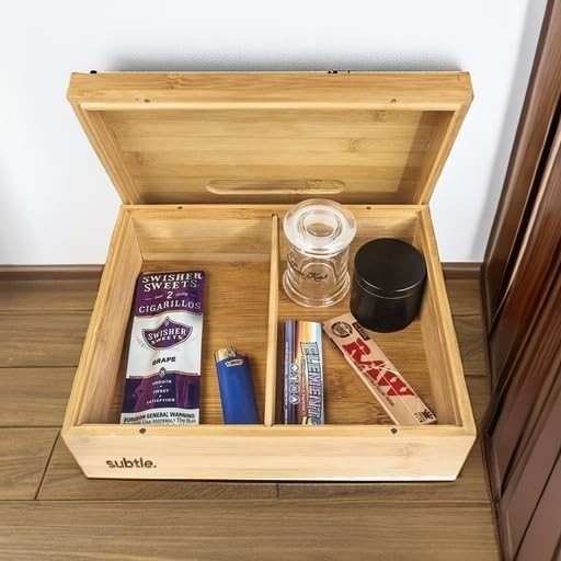 Elegant Large Bamboo Rolling Tray Stash Box | Ample Storage & Organization