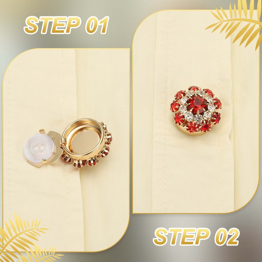 4 Pcs Rhinestone Button Covers, Detachable Shirt Buttons, Silver