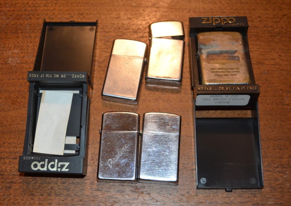 VTG ZIPPO Lighters (5) TWO CASES