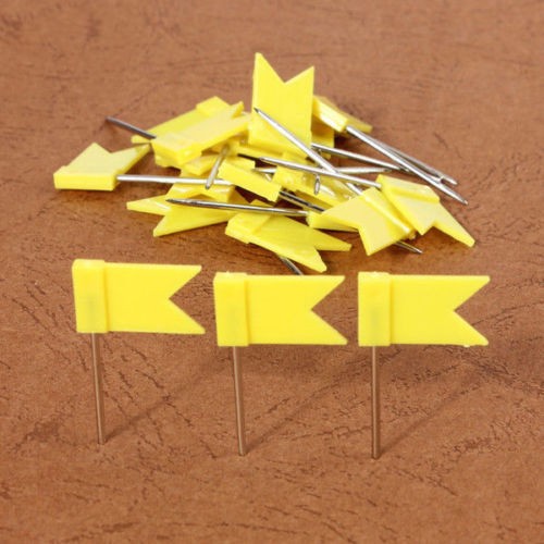 100PCS Flag Marker Shape Map Pins Cork Notice Board Push Assorted Office&Home E