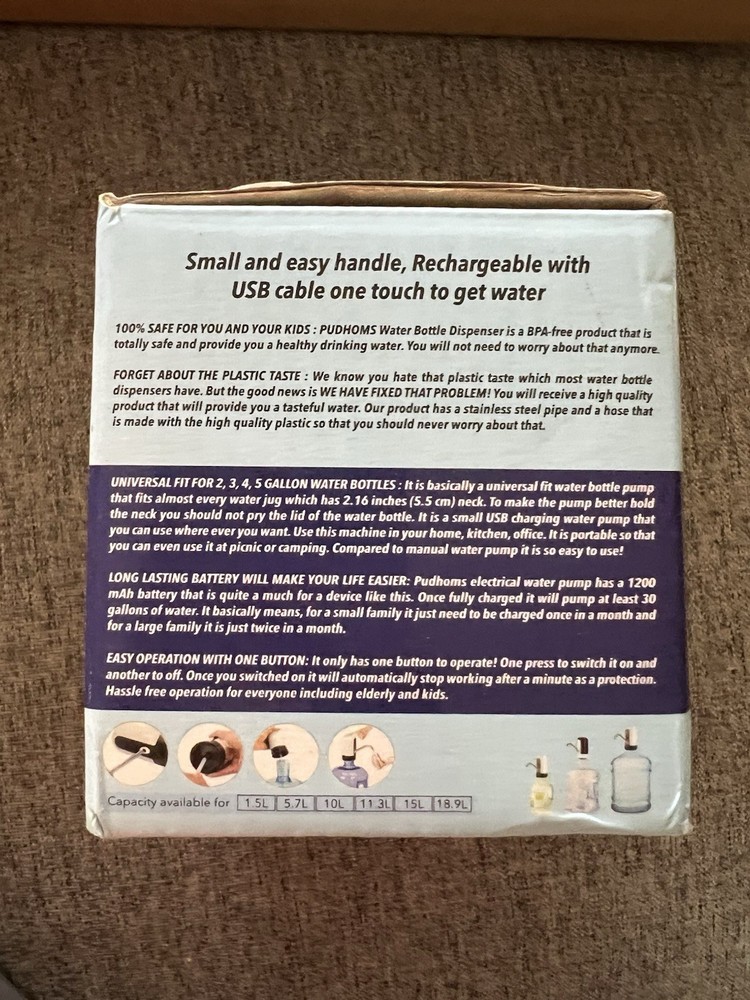 NEW Automatic Water Dispenser Pump for 2-5 Gallon Bottles