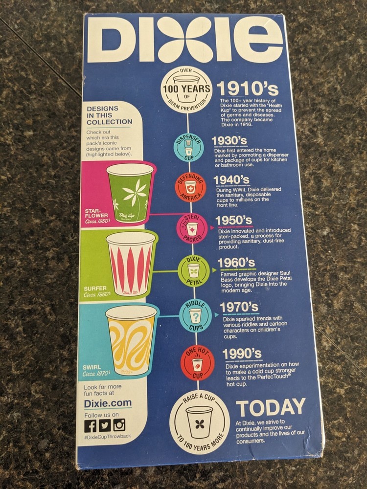 Dixie Multi Purpose Cups 5 oz Throwback Pack Vintage Designs 100 count
