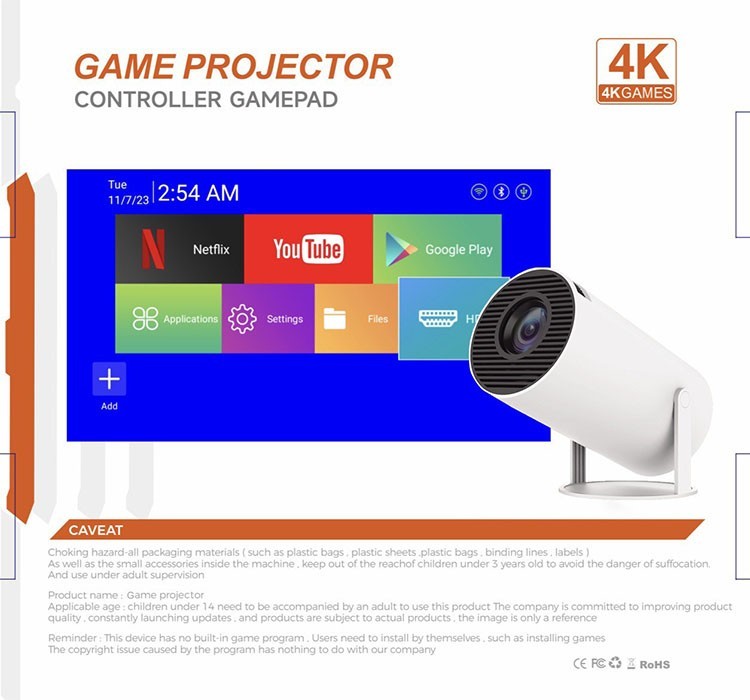Portable LCD Projector Android 11 & WiFi Home Theater